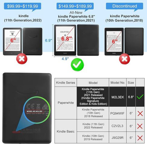 CoBak Case with Stand for Kindle Paperwhite - Durable PU Leather Cover with Auto Sleep Wake, Card Slot, Hand Strap Feature - Fits Kindle Paperwhite 11th Generation 6.8" Signature Edition 2021 Released in Saudi Arabia