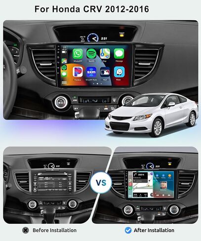 8 Core 4G+64G Car Radio for Honda CRV 2012 2013 2014 2015 2016, Wireless Apple Carplay Android Auto Car Stereo, 9" IPS Touchscreen with WiFi, GPS, Bluetooth,FM/RDS, 32EQ DSP, Rear Camera in Saudi Arabia