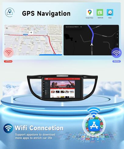 8 Core 4G+64G Car Radio for Honda CRV 2012 2013 2014 2015 2016, Wireless Apple Carplay Android Auto Car Stereo, 9" IPS Touchscreen with WiFi, GPS, Bluetooth,FM/RDS, 32EQ DSP, Rear Camera in Saudi Arabia