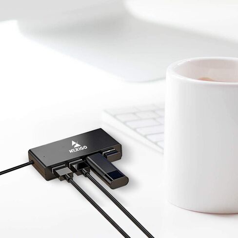 NexiGo USB 4 Port Ultra Slim 3.0 Hub متعدد المنافذ، كابل 2 قدم، ينطبق على iMac Pro، MacBook Air، Mac Mini/Pro، Surface Pro، الكمبيوتر المحمول، الكمبيوتر المحمول، محركات أقراص فلاش USB، الهاتف المحمول والمزيد in Kuwait