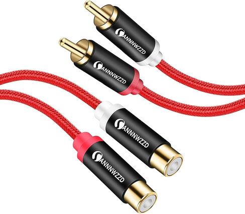 ANNNWZZD 2 كابل تمديد RCA، 2 RCA ذكر إلى 2 RCA أنثى غلاف نحاسي مطلي بالذهب 2RCA ذكر إلى 2RCA أنثى كابل ستيريو صوت موسع سلك محول 10FT in Kuwait