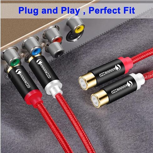 ANNNWZZD 2 كابل تمديد RCA، 2 RCA ذكر إلى 2 RCA أنثى غلاف نحاسي مطلي بالذهب 2RCA ذكر إلى 2RCA أنثى كابل ستيريو صوت موسع سلك محول 10FT in Kuwait