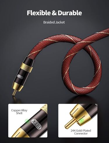 كابل الصوت الرقمي المحوري EMK® كابل مضخم الصوت RCA إلى كابل RCA - مزدوج الحماية - مطلي بالذهب - برتقالي (5 قدم / 1.5 متر) in Saudi Arabia