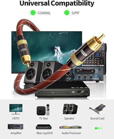 كابل الصوت الرقمي المحوري EMK® كابل مضخم الصوت RCA إلى كابل RCA - مزدوج الحماية - مطلي بالذهب - برتقالي (5 قدم / 1.5 متر) in Saudi Arabia