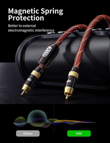 كابل الصوت الرقمي المحوري EMK® كابل مضخم الصوت RCA إلى كابل RCA - مزدوج الحماية - مطلي بالذهب - برتقالي (5 قدم / 1.5 متر) in Saudi Arabia
