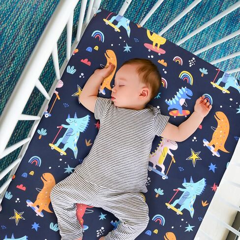 Dinosaur Crib Sheet for Boys Fitted Crib Sheet for Standard Crib and Toddler Mattress Soft Microfiber Toddler Bed Sheets 52x28in in Saudi Arabia