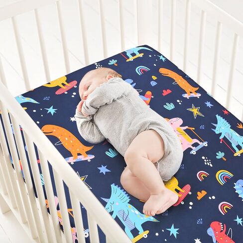 Dinosaur Crib Sheet for Boys Fitted Crib Sheet for Standard Crib and Toddler Mattress Soft Microfiber Toddler Bed Sheets 52x28in in Saudi Arabia
