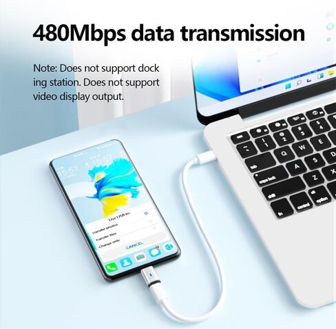 USB C Magnetic Adapter Straight, Magnetic USB C Adapter - 2 Tips 120w Fast Charging 5Pin 480Mbps Data Transmission, Black in Saudi Arabia