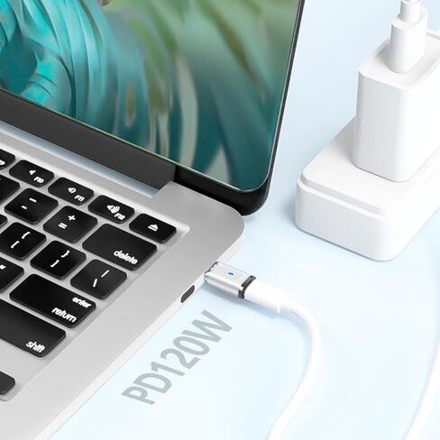 USB C Magnetic Adapter Straight, Magnetic USB C Adapter - 2 Tips 120w Fast Charging 5Pin 480Mbps Data Transmission, Black in Saudi Arabia