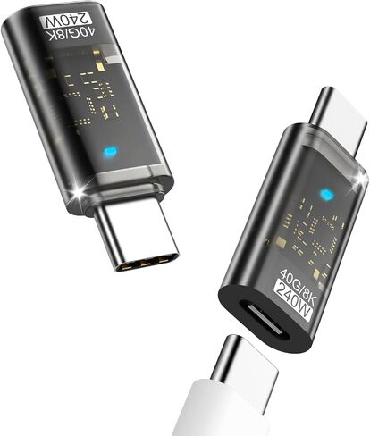 محول MoKo USB C يدعم 240 واط شحن 40 جيجابت في الثانية، محول موسع USB C أنثى إلى USB C ذكر لجهاز MacBook Pro، iPhone 15 Pro Max Plus، iPad Air/Pro، الكمبيوتر المحمول Thunderbolt 3/4، فيديو 8K@60 هرتز in Saudi Arabia