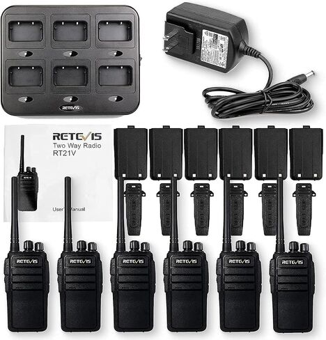 Retevis RT21V MURS Radios, Walkie Talkies for Adults, Rechargeable Two Way Radios with Six Way Multi Charger, Low Traffic, Heavy Duty, for Church School Emergency Rescue (6 Pack) in Saudi Arabia