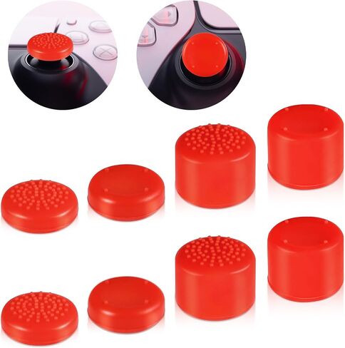 8pcs Thumbstick Grip Caps with 4 Sizes, Silicone Button Caps Joystick Replacement Cap Comprehensive Protection Thumb Cap Anti-Slip Thumbstick Soft Cover for Playstation Portal(Red) in Saudi Arabia