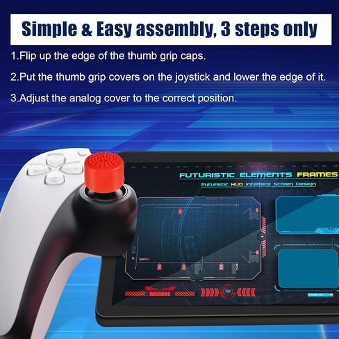 8pcs Thumbstick Grip Caps with 4 Sizes, Silicone Button Caps Joystick Replacement Cap Comprehensive Protection Thumb Cap Anti-Slip Thumbstick Soft Cover for Playstation Portal(Red) in Saudi Arabia