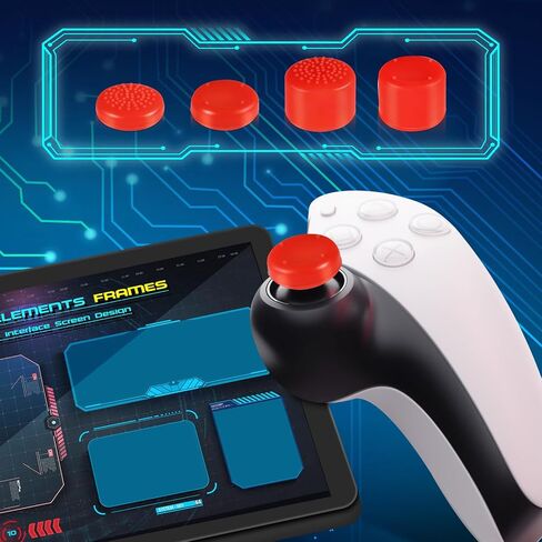 8pcs Thumbstick Grip Caps with 4 Sizes, Silicone Button Caps Joystick Replacement Cap Comprehensive Protection Thumb Cap Anti-Slip Thumbstick Soft Cover for Playstation Portal(Red) in Saudi Arabia