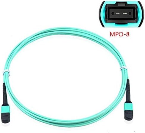 MPO to MPO Fiber Cable 16 FT/ 5M, 8 Cores, Type B, OM3 Multimode Fiber Optic Patch Cable, LSZH MPO-MPO Patch Cord for QSFP+Transceivers MTP Compatible Cabling System, Aqua in Saudi Arabia