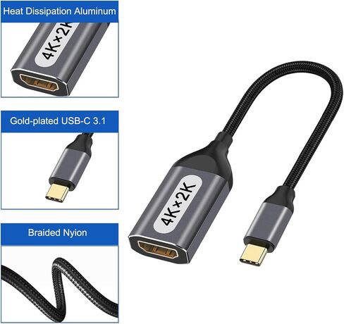محول USB C إلى HDMI (4K@60 هرتز)، محول USB من النوع C إلى HDMI أنثى [متوافق مع Thunderbolt 3/4]، متوافق مع iPhone 15/15Pro/15ProMax، MacBook Pro، Air، iPad Pro، Pixelbook، XPS، إلخ in Kuwait