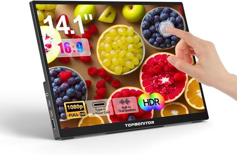 شاشة محمولة تعمل باللمس 14.1 بوصة 1080 بيكسل FHD IPS لأجهزة الكمبيوتر المحمول USB C HDMI، شاشة لمس خالية من السائق، موسع شاشة الكمبيوتر المحمول بالتوصيل، شاشة ألعاب السفر للكمبيوتر الشخصي MAC Phone Xbox PS4/5 Switch in Kuwait