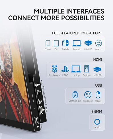 شاشة محمولة تعمل باللمس 14.1 بوصة 1080 بيكسل FHD IPS لأجهزة الكمبيوتر المحمول USB C HDMI، شاشة لمس خالية من السائق، موسع شاشة الكمبيوتر المحمول بالتوصيل، شاشة ألعاب السفر للكمبيوتر الشخصي MAC Phone Xbox PS4/5 Switch in Kuwait
