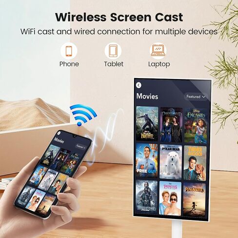 22-Inch Portable Smart Monitor w/ 1080P Incell Touch Screen, Android 12(Support Google Store), Wireless Monitor on Wheels, Built-in Battery(4-6H), Full Swivel Rotation, 6+128G in Saudi Arabia