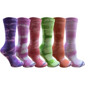 Yacht & Smith 6 Pairs of Womens And Mens Tie Dye Cotton Colorful Soft Crew Socks, Boot Sock, Bulk