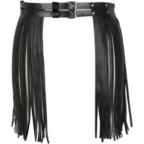 Women Leather Tassel Waist Belt,Women Punk Waist Belt Tassel Fringe Skirt Belt,Wide Tassel Waist Belt for Women,Fringe Dress Belt,Vintage PU Leather Waistband Belt Rocker Dance Performance Costume