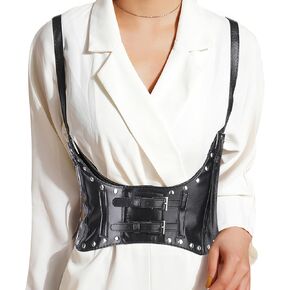 eYLun Women Underbust Corset Belt Steampunk Strap Waist Corset Belt Faux Leather Wide Elastic Belts