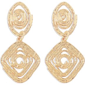 الرجعية البوهيمي الذهب والفضة المعدنية البيضاوي هندسية تتدلى انخفاض الأقراط غير النظامية الجوف بيان تتدلى الأقراط للنساء الفتيات الأزياء والمجوهرات الهدايا in Kuwait