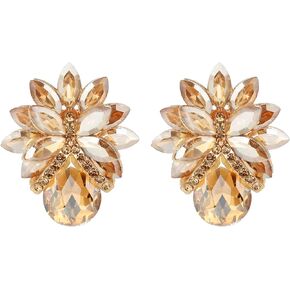 Rhinestone Statement Earrings Sparkly Wedding Bridal Prom Crystal Cluster Drop Dangle Earrings for Women Girls