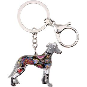 Enamel Alloy Greyhound Dog Keychain Pet Key Ring Gift Car Wallet Bag Charms For Women Girls