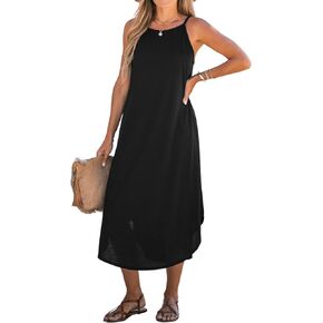 CUPSHE Women's Cami Maxi Dress Sleeveless V Neck Solid Dresses Casual Summer