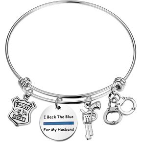 Zuo Bao Police Officer Wife Gift Police Officer Fiancee Bracelet Cops Girlfriend Gift I Back The Blue For My Husband Jewelry Sheriff Wife Gift