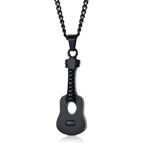 Stainless Steel The Guitar Urn Necklace for Keepsake Memorial Cremation Jewelry,Unisex,19.6" Chain