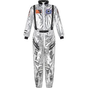 Haorugut Astronaut Costume Adult Men Astronaut Costume Women Flight Space Costume Jumpsuit