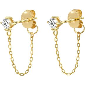 Chain Earrings Cubic Zirconia Earrings Studs Sterling Silver Cubic Zirconia Butterfly Leaf Chain Earrings for Women Dangle Earrings for Women