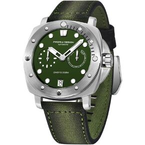 HaiQin Pagani Design 1767 Square Automatic Watches Men Self Winding Nylon Strap 200M Waterproof Sport Military Watch with Power Reserve Dial