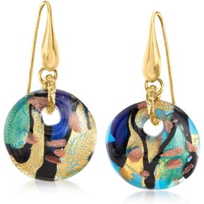 Ross-Simons Italian Multicolored Murano Glass Drop Earrings in 18kt Gold Over Sterling