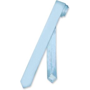 100% SILK Narrow NeckTie EXTRA Skinny BABY BLUE Color Men's 1.5" Neck Tie