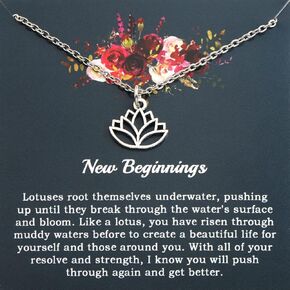 PLITI Lotus Necklace For Yoga Lovers New Beginnings Gift Lotus Inspirational Gift Lotus Flower Jewelry Yoga Karma Gift