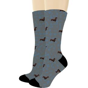 ThisWear Dog Socks for Dog Lovers Dachshund Socks Dog Breed Gifts Dachshund Gifts Blue Novelty Crew Socks