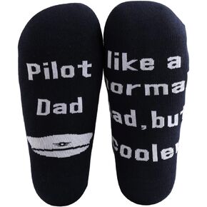MBMSO 2 Pairs Pilot Dad Socks Funny Pilot Dad Gifts Aviation Gift Pilot Dad Like a Normal Dad but Cooler Pilot Aviation Socks