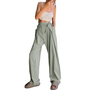 LYANER Women's Casual Tie Side High Waist Wide Leg Palazzo Pants with Pockets
