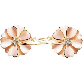 Navachi 18k Gold Plated Enamel Flower Crystal Hoop Earrings(Dia. 3cm)