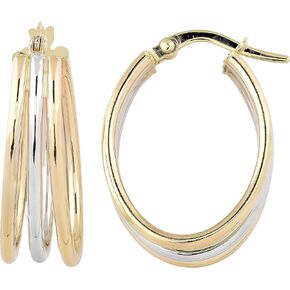 Kooljewelry 10k Two-tone Gold Triple Oval Hoop Earrings