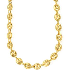 14k REAL Yellow Gold 4.7mm Shiny Puffed SOLID Mariner Chain Necklace or Mens Bracelet Bangle or Foot Anklet for Pendants and Charms with Lobster-Claw Clasp (6" 7" or 10 inch)