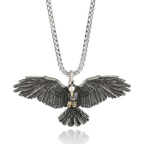 Animal Necklace Eagle/Frog/Owl/Kitty Cat Pendant wit 23.6 Inch Stainless Steel Chain for Men and Women