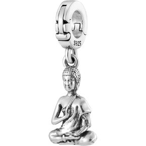 Classic Buddha Buddhism Open Clasp Clip On Pendant 925 Sterling Silver Charm For Pandora & Other Charm Bracelets/Necklaces