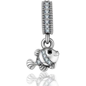 925 Sterling Silver Fish Charm Animal Charm Birthday Charm Love Charm for Pandora Charm Bracelet