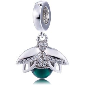 BOLENVI Green Ladybug Beetle Swarovski Crystals 925 Sterling Silver Dangle Pendant X Charm Bead For Pandora & Similar Charm Bracelets or Necklaces