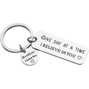 kaisinse Recovery Gift One Day at a Time I Believe in You Keychain Sobriety Gift AA Keychain NA Gift for Men Women