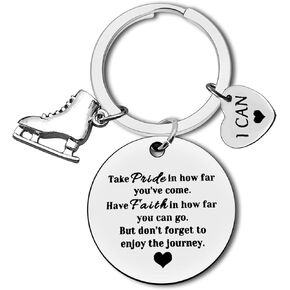 Ice Skater Gift Ice Skating Gift Keychain Skate Lover Gift Skating Team Gifts Figure Skating Gifts Inspirational Gift for Ice Skater Ice Teams Gift Student Graduation Gift Encouragement Jewelry Gift